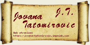Jovana Tatomirović vizit kartica
